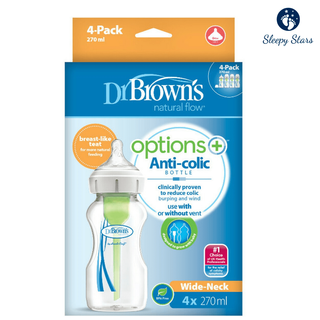 Dr. Brown's Natural Flow Anti-Colic Options+ Wide-Neck Glass Baby Bottle 5  oz/150 mL, with Level 1 Slow Flow Nipple, 1 Pack, 0m+